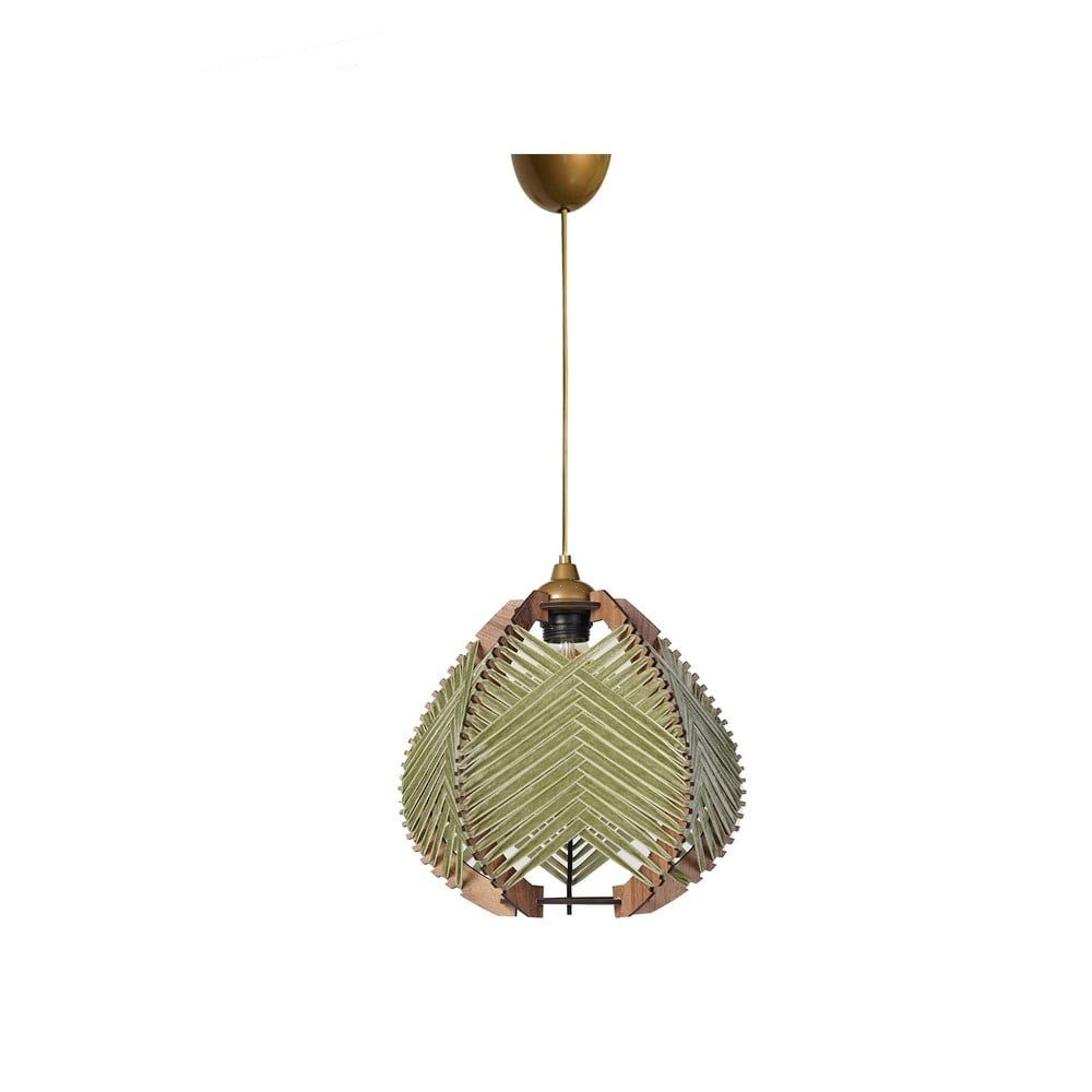 Zielono-naturalna lampa wisząca z tekstylnym kloszem ø 25 cm – Opviq lights