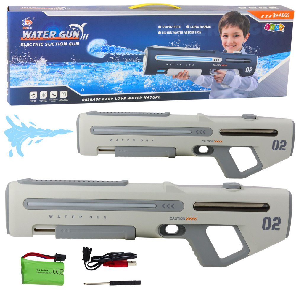 Elektryczny Automatyczny Karabin Pistolet Na Wodę Biało Szary 1000ml 61cm LEAN Toys