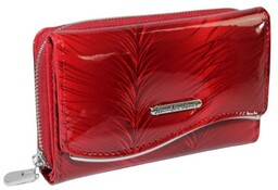 Portfel Damski Skórzany JENNIFER JONES 14cm Suwak I Klapka Skóra Naturalna Lakierowany JJ5245-11 CZERWONY 14,5 x 9 x 3,5 [cm]
