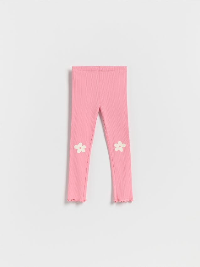 Reserved - Prążkowane legginsy z nadrukiem - różowy