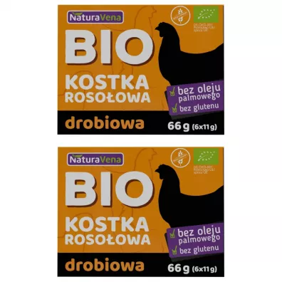 NaturaVena Kostka rosołowa drobiowa bezglutenowa Zestaw 2 x 66 g Bio