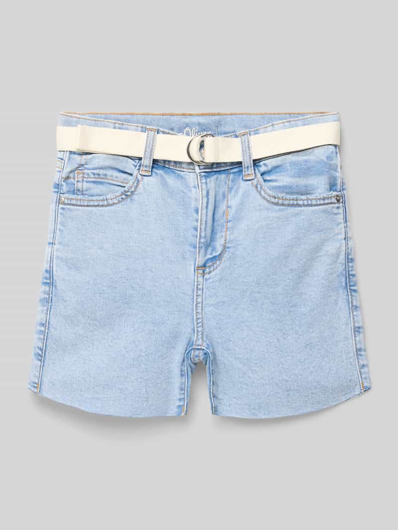 Szorty jeansowe o kroju slim fit z wszytym paskiem