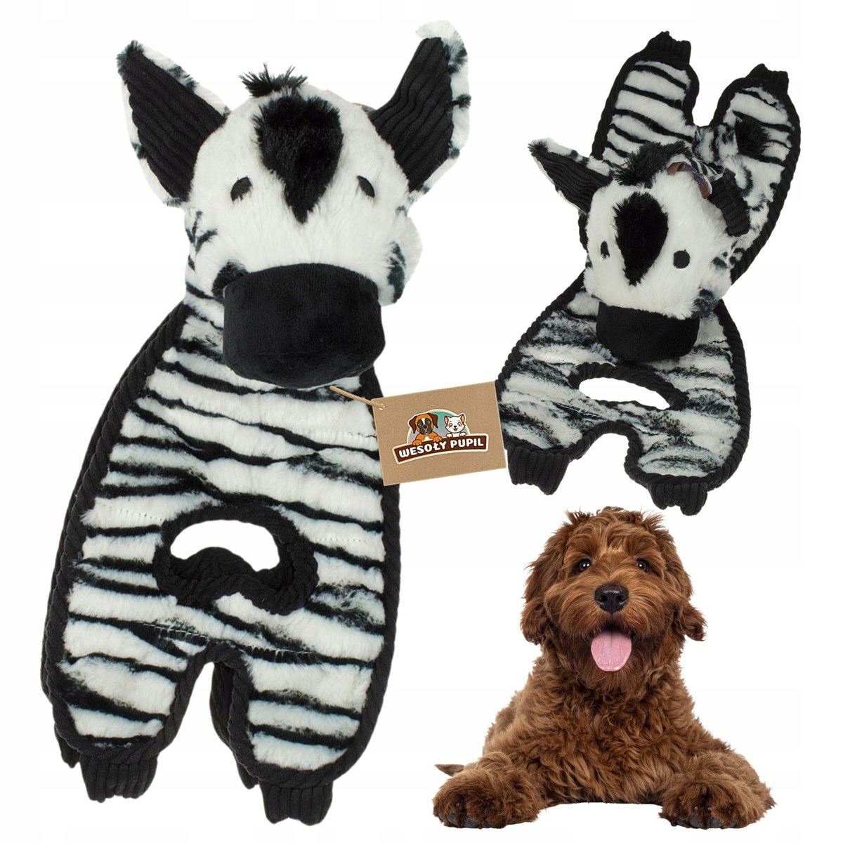 Zabawka dla psa ZEBRA maskotka piszcząca szeleszcząca duża 38cm PREMIUM