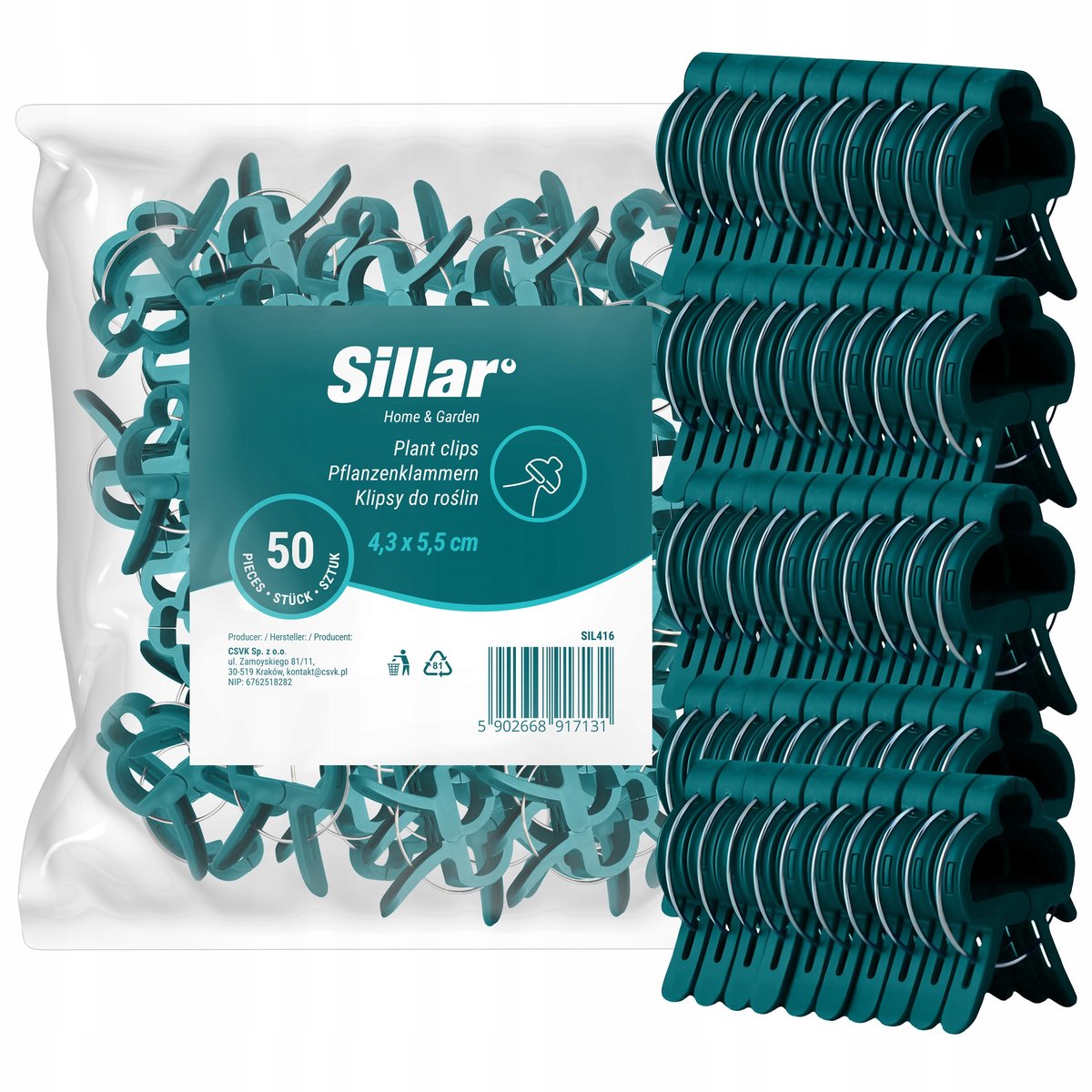 Klipsy do mocowania roślin zapinki do łodyg pędów 4,3x5,5cm 50szt