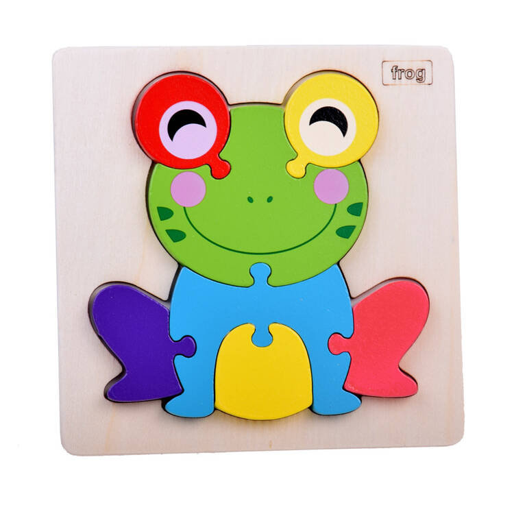 KOLOROWA ŻABKA PUZZLE DREWNIANE UKŁADANKA DLA DZIECKA