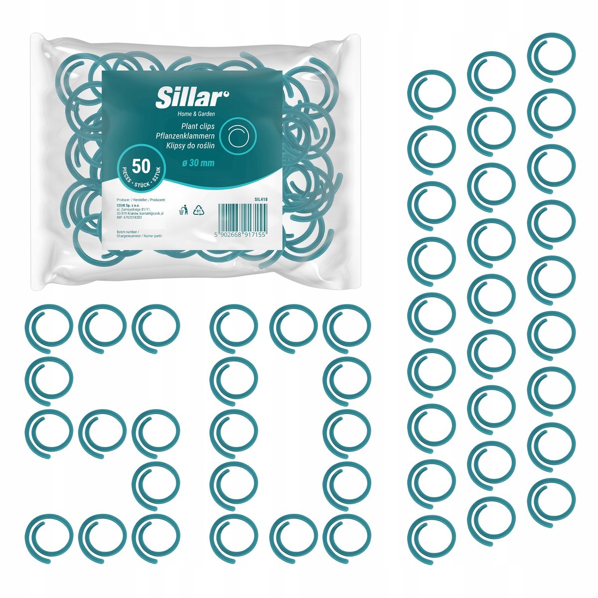 Zapinki klipsy ogrodowe do mocowania pędów roślin na tyczkach 3cm 50szt