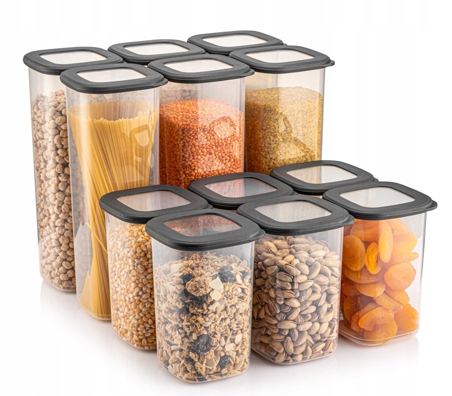 CRALEX TOSCA GRAFIT ANTRACYT ZESTAW 12 POJEMNIKÓW NA ŻYWNOŚĆ 6x 2l/6x 1,2L