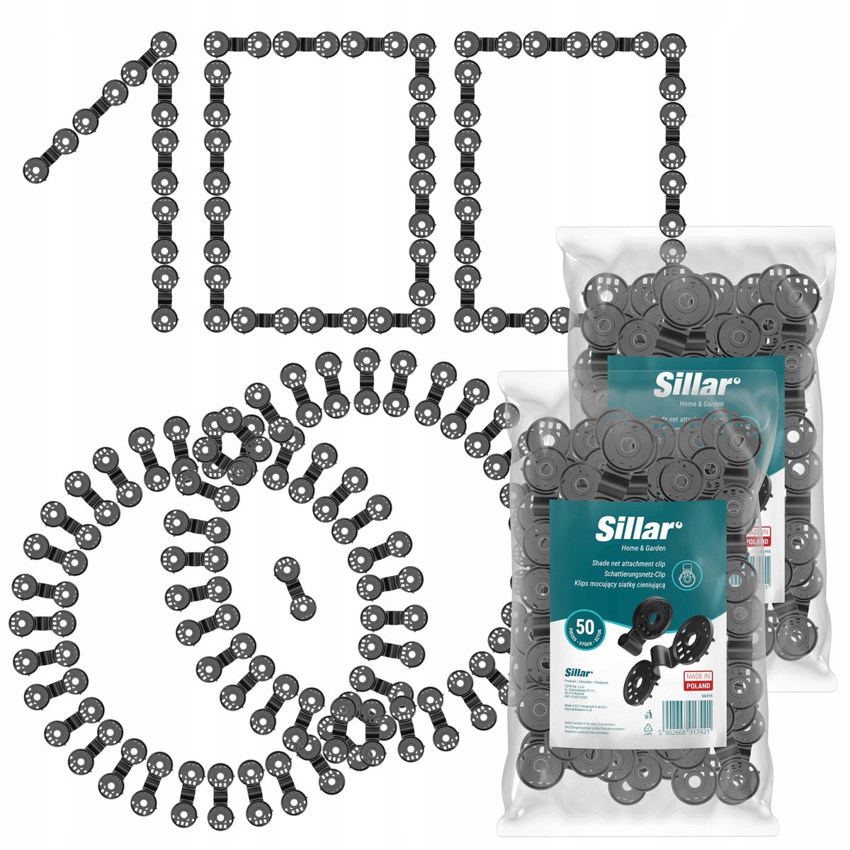 Klipsy montażowe maty osłony cienującej na ogrodzenie panelowe 100szt