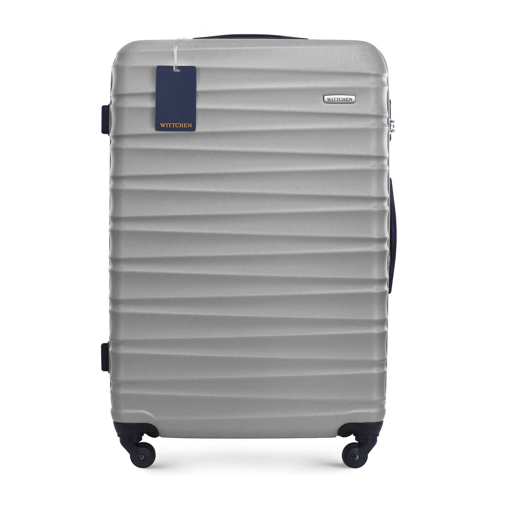 Duża walizka z ABS-u i identyfikator z logo WITTCHEN szara
