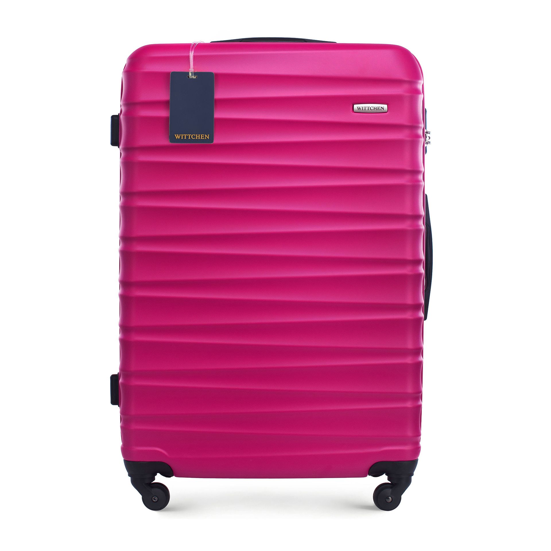 Duża walizka z ABS-u i identyfikator z logo WITTCHEN różowa
