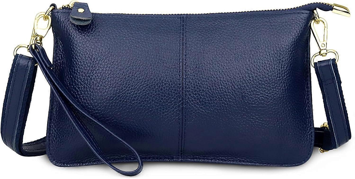 Portfel damski Mała torba Crossbody Torebka na telefon komórkowy Skórzane torby Crossbody Zipper Portmonetka z paskami na nadgarstki Niebieski Azul