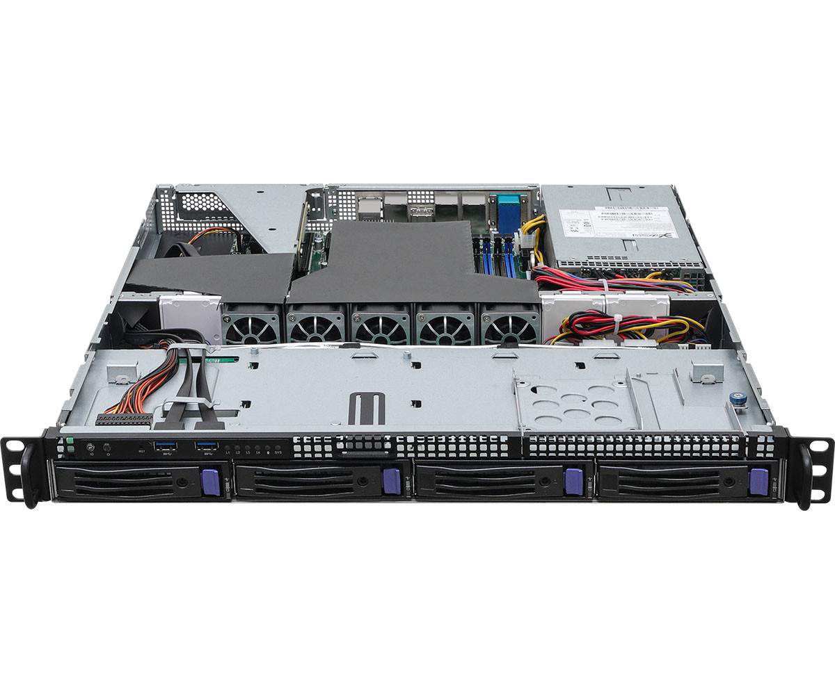 Platforma ASRock Rack (1U) AMD Ryzen 7000 (4xLFF, 2xGbE, 2x10GbE, Red. PSU, IPMI) 1U4LW-B650/2L2T RPSU