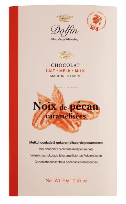 Czekolada Dolfin Milk Caramelized Pecan Nuts 70g