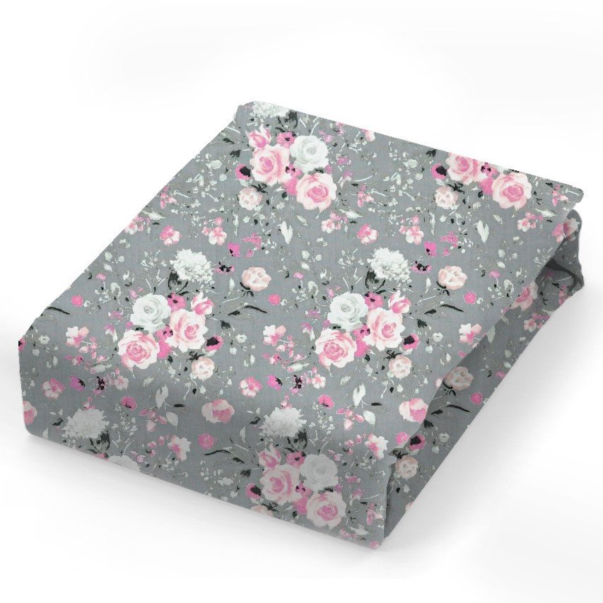 Prześcieradło z gumką Bawełna Naturalna 90x200 Alergik Róże