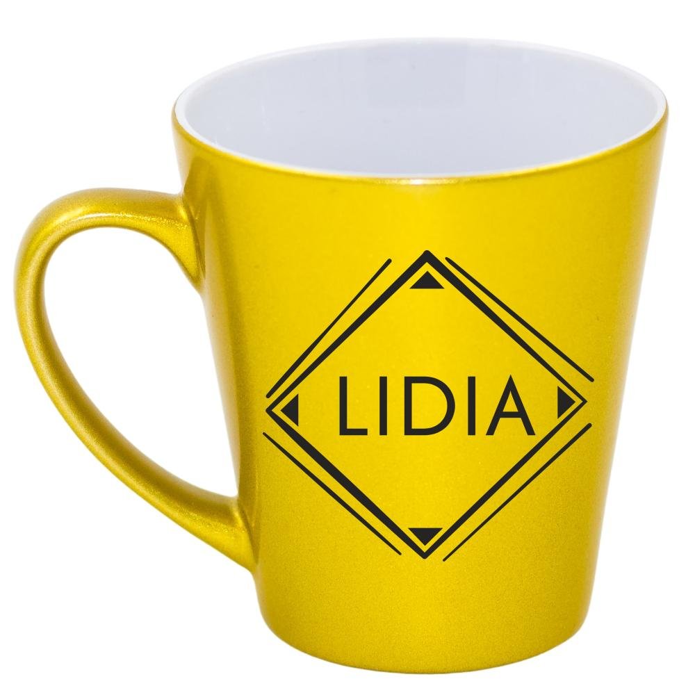 Kubek latte złoty z imieniem Lidia, prezent dla Lidii, 8