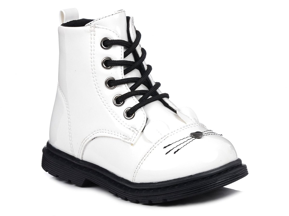 Buty dziecięce trzewiki dziewczęce jesienne ocieplane białe Miss 4309-26