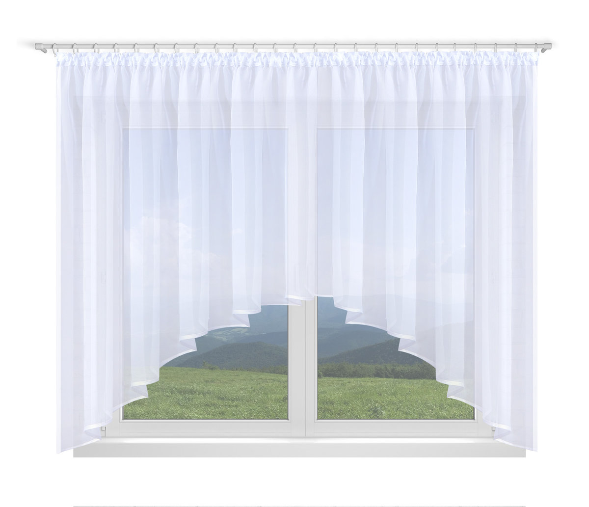 FIRANA GOTOWA 500X120, ŁUK, BIAŁY WOAL, LAMÓWKA