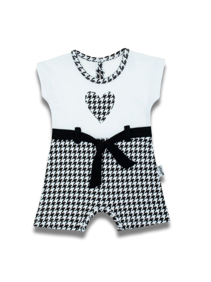Niemowlęcy rampers z sercem w pepitkę biały Nicol,r.74