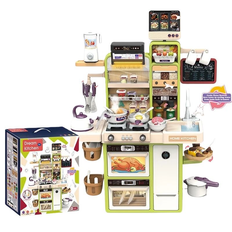 Zabawkowa kuchnia, duża kompletna kuchnia w nowoczesnym wydaniu, wiele funkcji elektronicznych w tym niesłychany atomizer mgiełki wodnej - wygląda j..