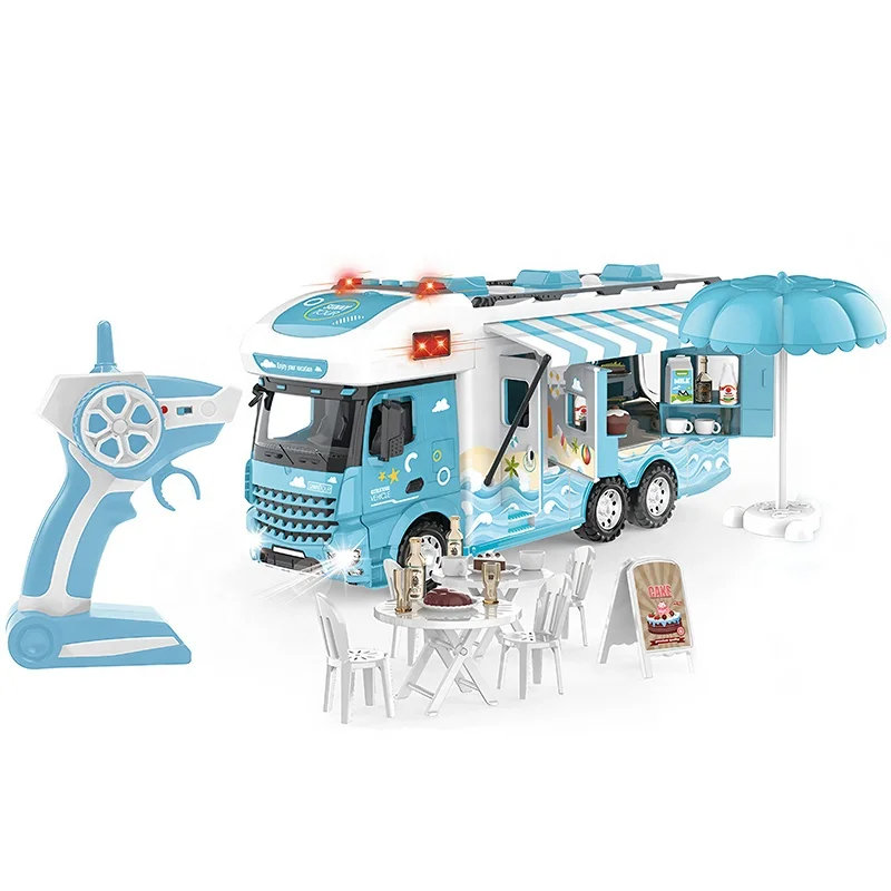 Kamper zdalnie sterowany, duży, solidnie wykonany, doskonała zabawa - kamper foodtruck, zdalnie sterowany, efekty dźwiękowe i świetlne