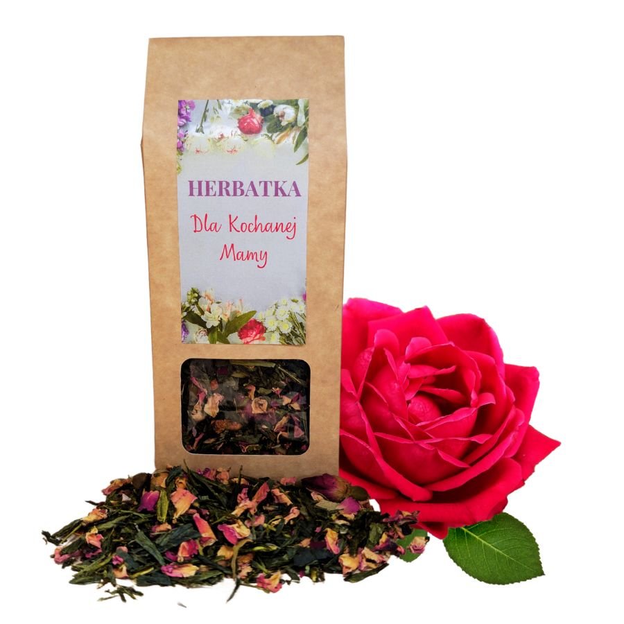 Herbata zielona PREZENT NA DZIEŃ MAMY matki Róża Herberta z różą 50g