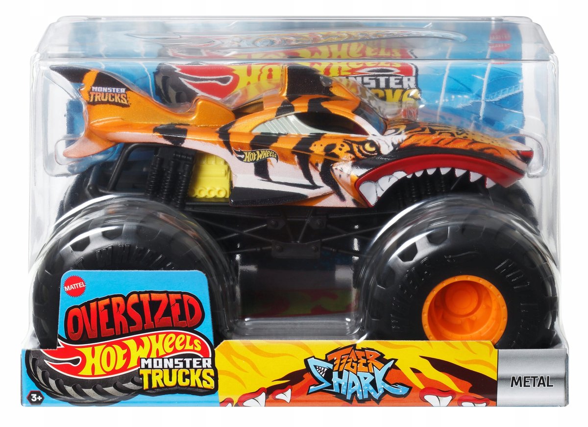 HOT WHEELS MONSTER TRUCK OVERSIZE 1:24 Tiger Shark JDR02 duży metalowy