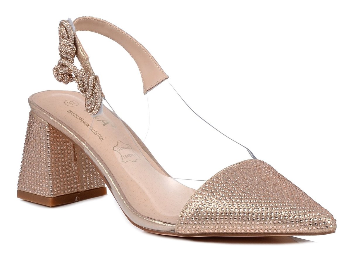 Buty damskie na obcasie wizytowe wieczorowe złote DiA MR91292-1-37