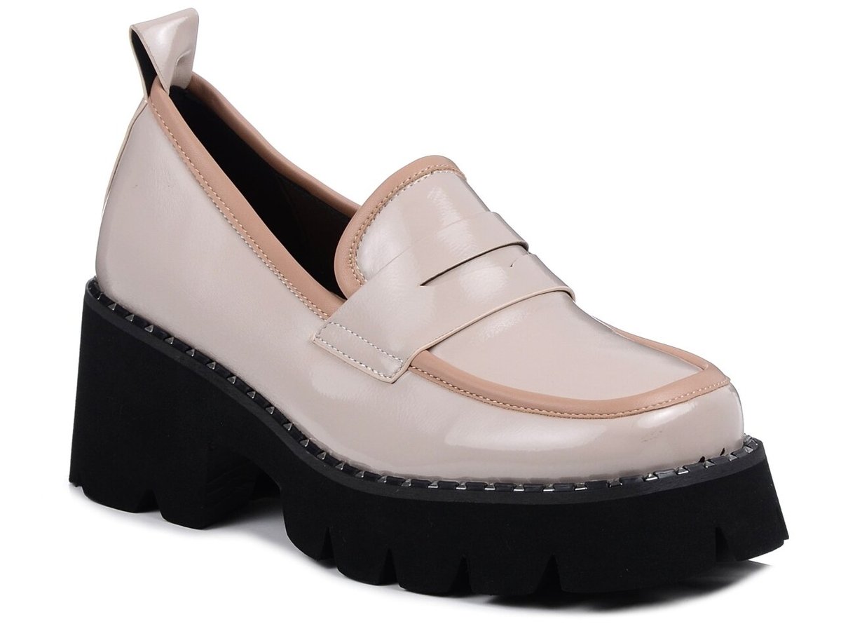 Półbuty damskie na platformie D&A 870-32 beżowe-38