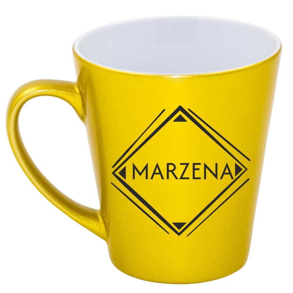 Kubek latte złoty z imieniem Marzena, prezent dla Marzeny, 8