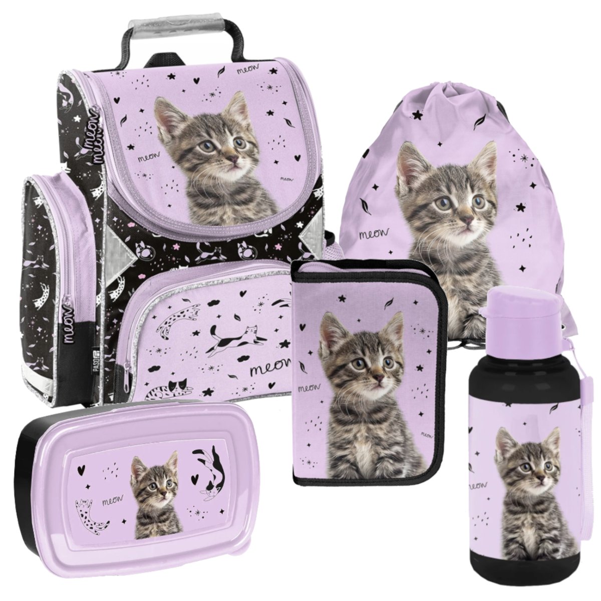 ZESTAW SZKOLNY 5-ELEMENTÓW CAT KOTEK KITTY PP25CE PASO