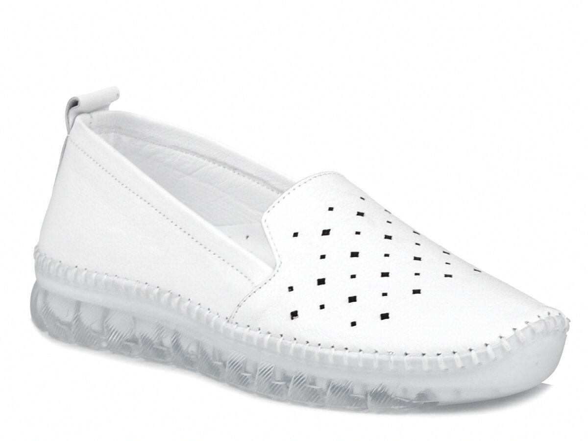 Półbuty damskie skórzane wsuwane białe ażurowe Loretta Vitale 101-37