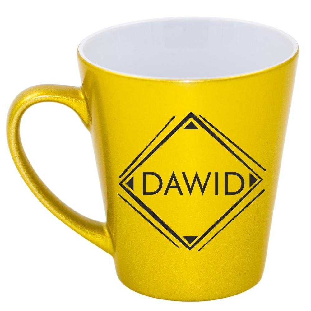 Kubek latte złoty z imieniem Dawid, prezent dla Dawida, 8