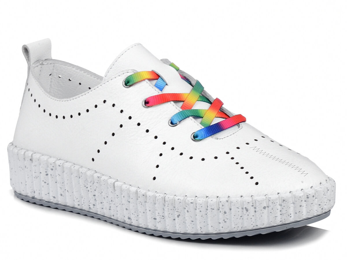 Półbuty damskie białe skórzane sznurowane Loretta Vitale 5014-40