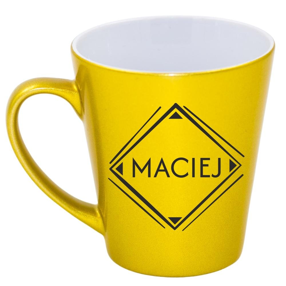 Kubek latte złoty z imieniem Maciej, prezent dla Macieja, 8