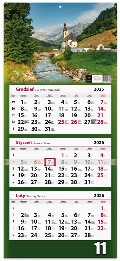 Kalendarz 2026 trÓjdzielny 2026 miks wzorów do wyboru część 2