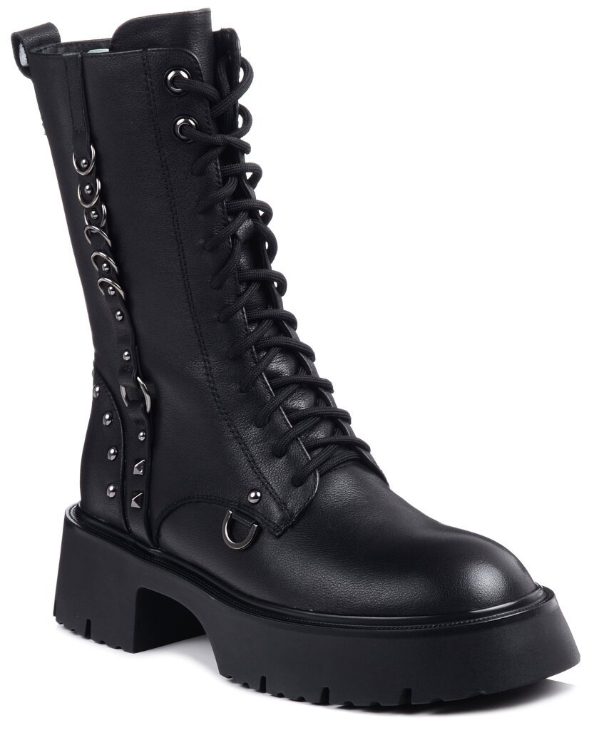Buty zimowe damskie glany ocieplane skórzane czarne Loretta Vitale H2933-38