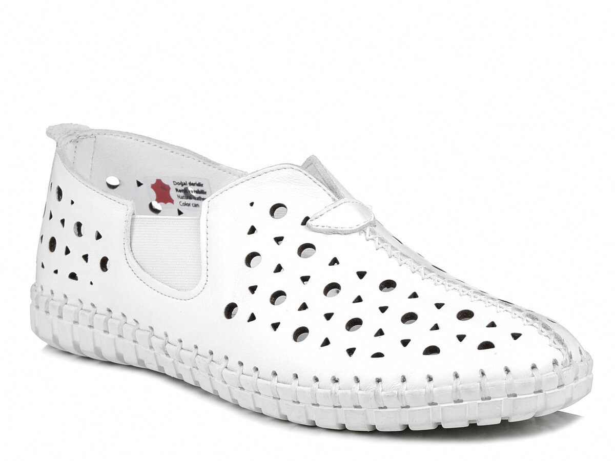 Półbuty damskie skórzane wsuwane białe ażurowe Loretta Vitale 2059 -39