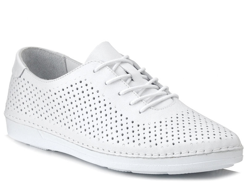 Buty damskie skórzane sznurowane ażurowe białe Loretta Vitale 227-40