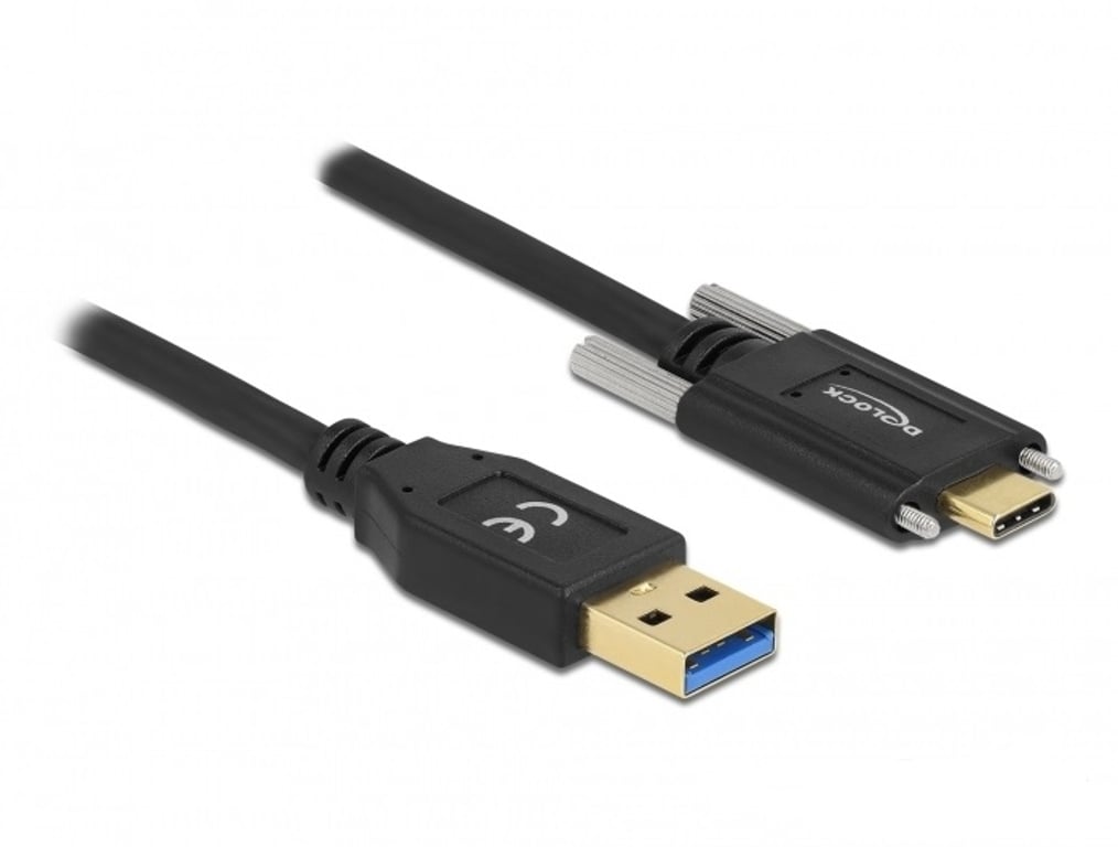 DeLOCK Kabel SuperSpeed USB 10 Gbps (USB 3.2 Gen 2) Typ-A męski do USB Type-C męski ze śrubami po bokach 0,5 m 84007