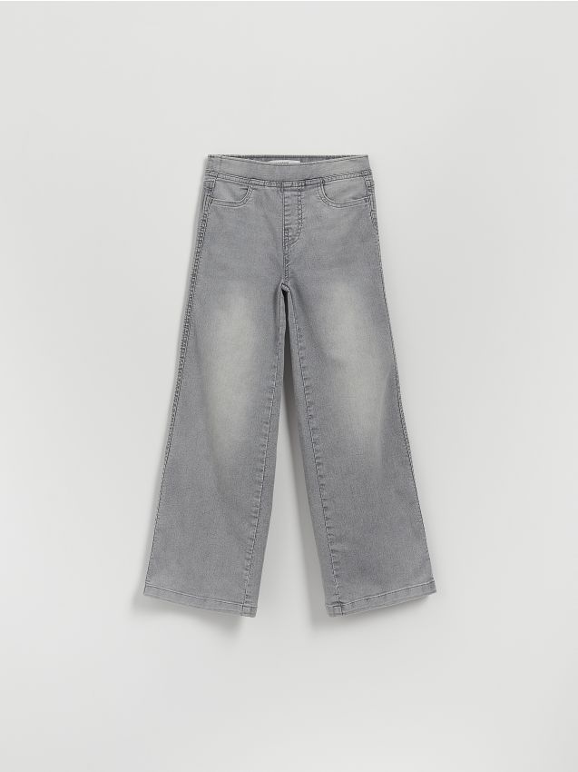 Reserved - Elastyczne jeansy wide leg - jasnoszary