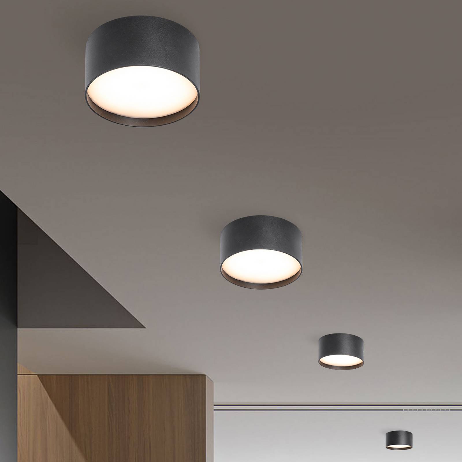 Lampa sufitowa LED CMD 9092, Ø 12 cm, antracyt, IP44, metal