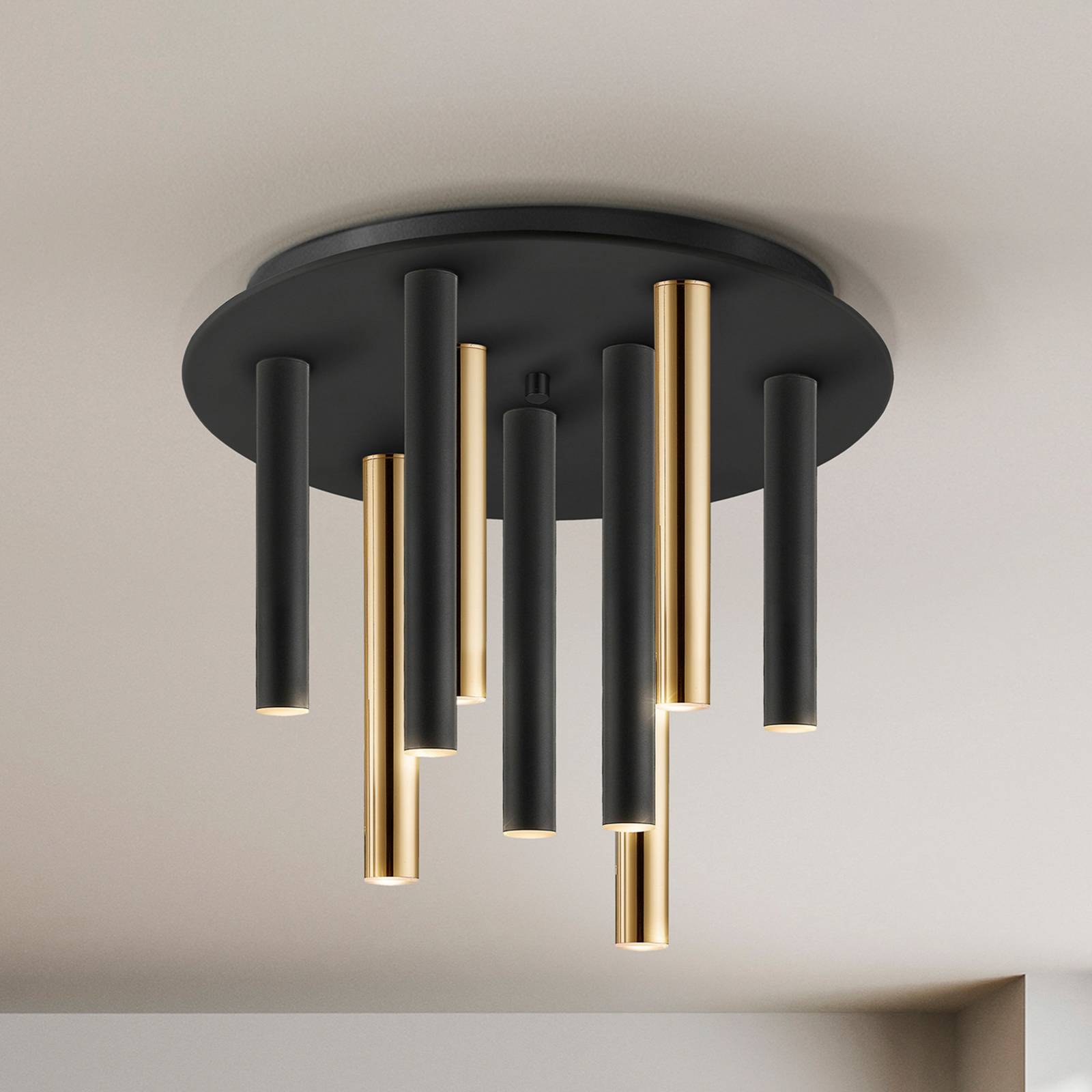 Schuller Valencia Lampa sufitowa LED Varas, możliwość ściemniania, czarny, salon / jadalnia, metal, nowoczesny