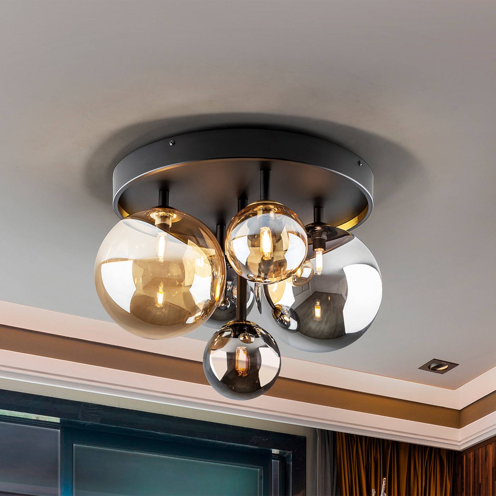 Schuller Valencia Lampa sufitowa LED Dark, multikolor, salon / jadalnia, szkło