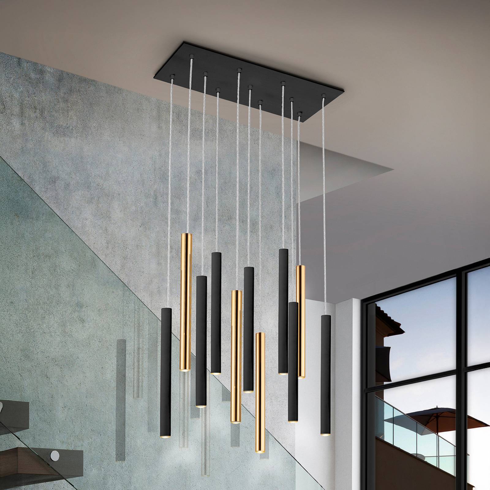 Schuller Valencia Lampa wisząca Varas, możliwość ściemniania, czarny, salon / jadalnia, metal, nowoczesny