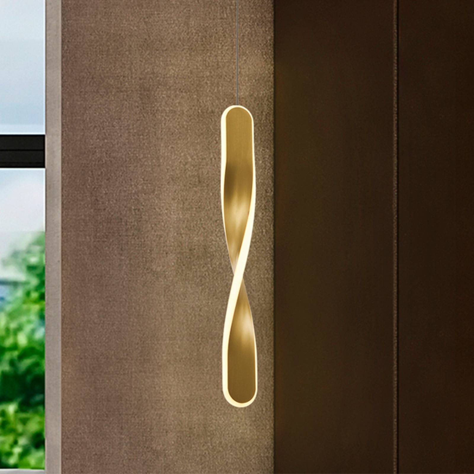 Schuller Valencia Lampa wisząca Twist, mosiężny / złoty, salon / jadalnia, metal