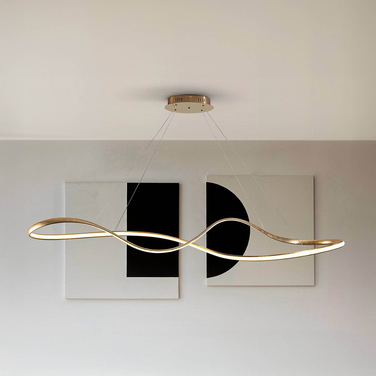 Schuller Valencia Lampa wisząca Lia, możliwość ściemniania, mosiężny / złoty, salon / jadalnia, metal, nowoczesny