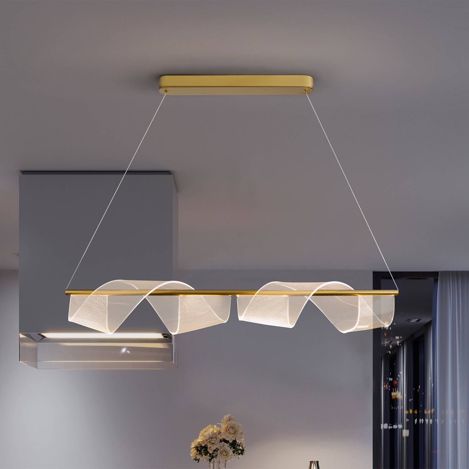 Schuller Valencia Lampa wisząca Velas, mosiężny / złoty, salon / jadalnia, metal