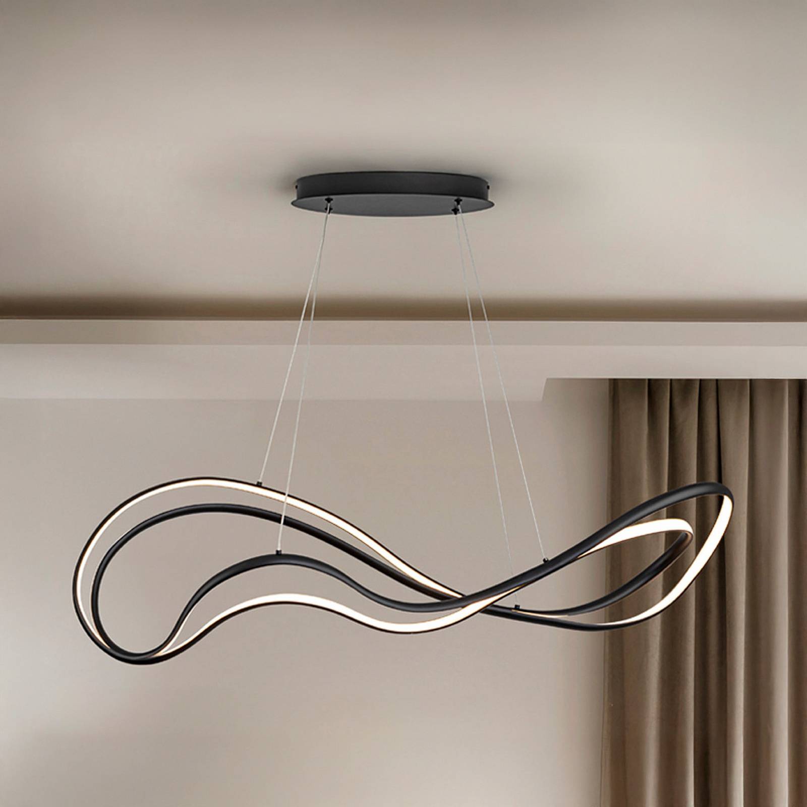 Schuller Valencia Lampa wisząca Danza, możliwość ściemniania, czarny, salon / jadalnia, metal, nowoczesny