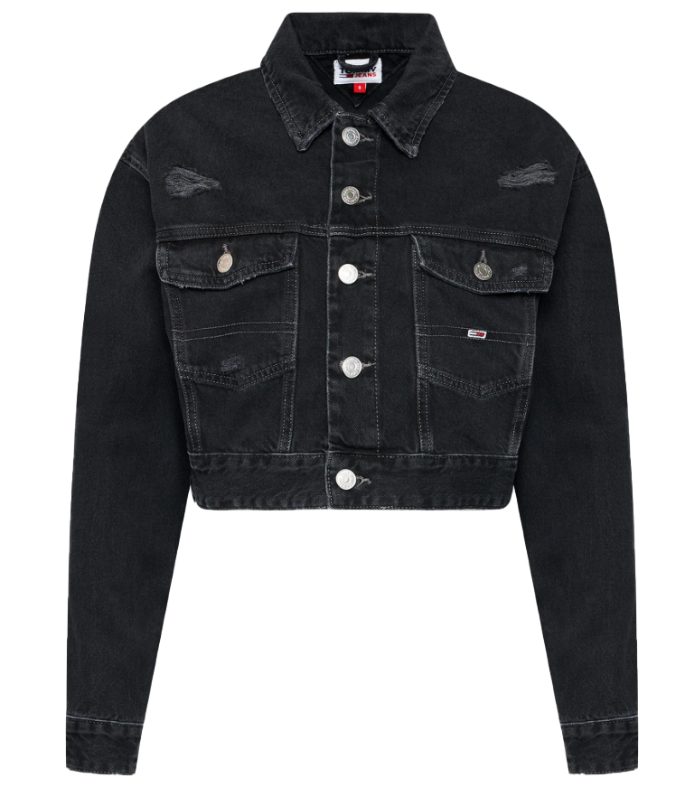 Kurtka Tommy Jeans krótka w stylu trucker z bawełny ekologicznej DW0DW10071 L
