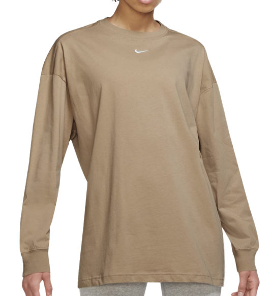 Nike Bluzka Damska Beżowa - Rozmiar XS - Z Długim Rękawem - Oversized - Essential - DM6232-200